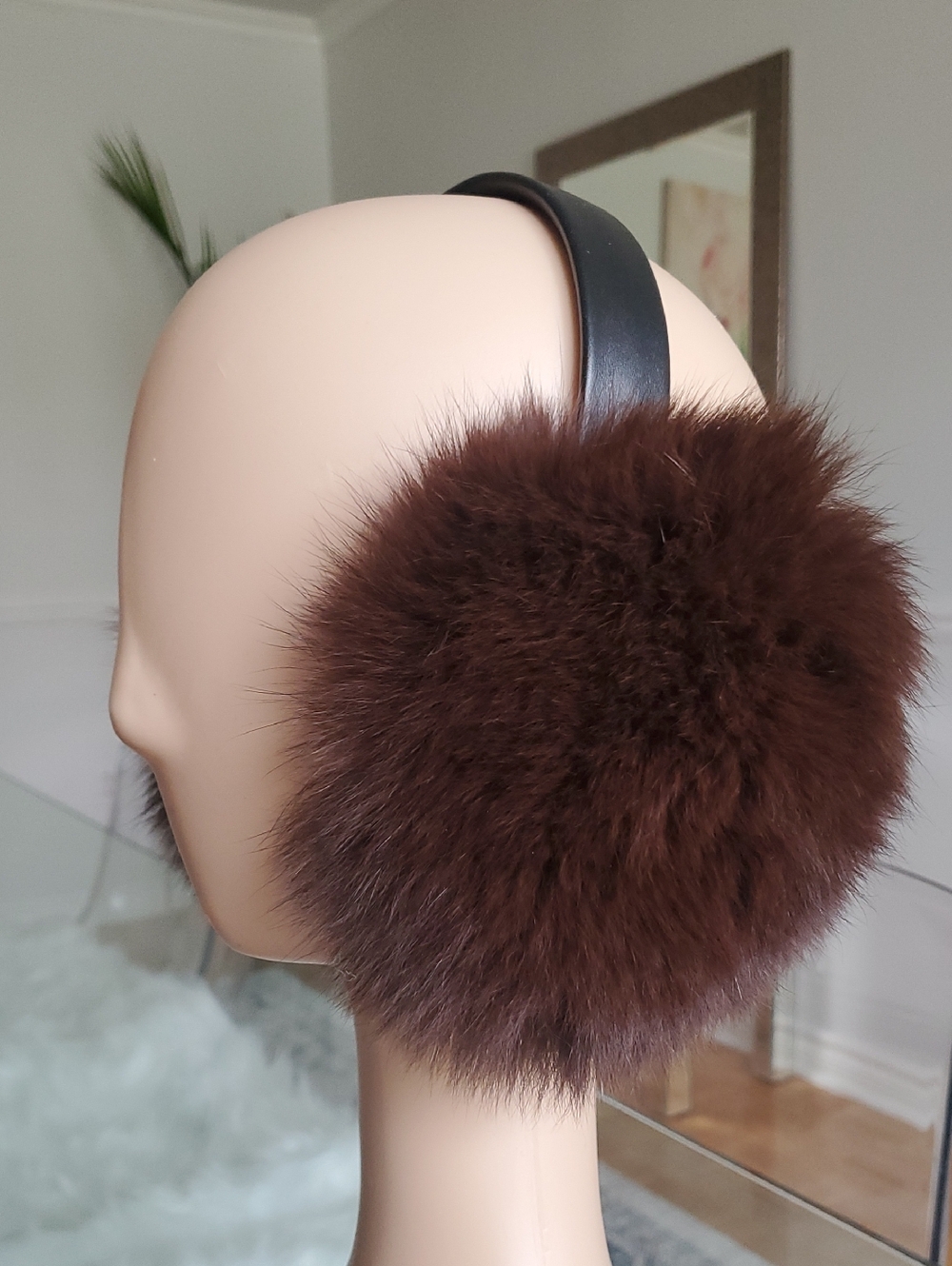 Fox Fur and Leather Headband Hairband Earmuffs